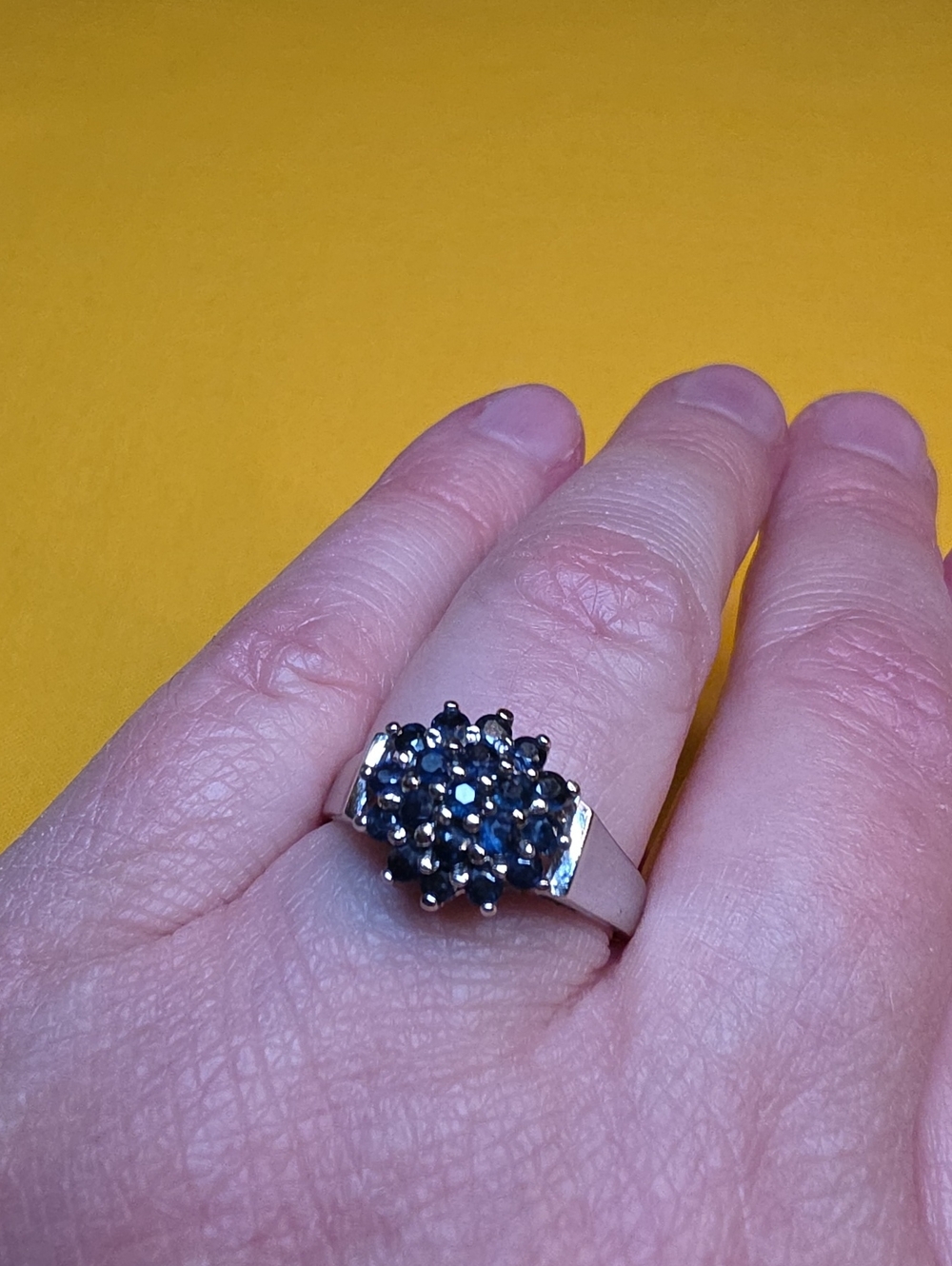 Vintage 925 Ring ▪︎ Round-Cut Sapphire Cluster Ring ▪︎ Marked Thailand